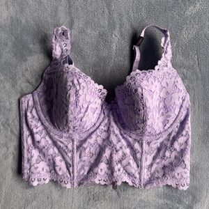 Victoria’s Secret Bra Lace Purple Bustier Corset Lingerie Bralette Size 36 B-NWT